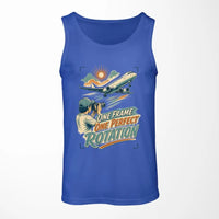 Thumbnail for One Frame One Perfect Rotation design on blue tank top