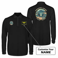 Thumbnail for Singapore Changi International Airport (SIN) Premium Polo T-Shirts - Badge + Name - Long Sleeve - Black