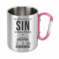 Thumbnail for Singapore Changi International Airport (SIN) Stainless Steel Mugs - Boarding Pass - Outdoors Mug - Pink