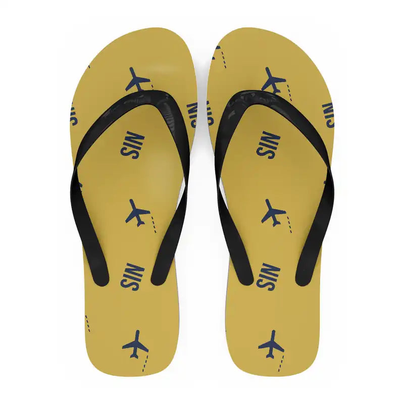 Singapore Changi International Airport (SIN) Slippers & Flip Flops - Slippers - Flip Flops - Pattern - Yellow