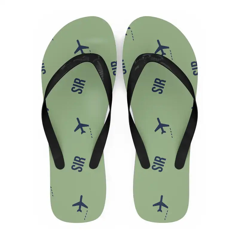 Sion Airport (SIR) Slippers & Flip Flops - Slippers - Flip Flops - Pattern - Light Green