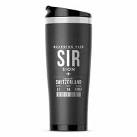 Thumbnail for Sion Airport (SIR) Travel Mugs - Boarding Pass - Stainless Steel (No Holder) - Gray