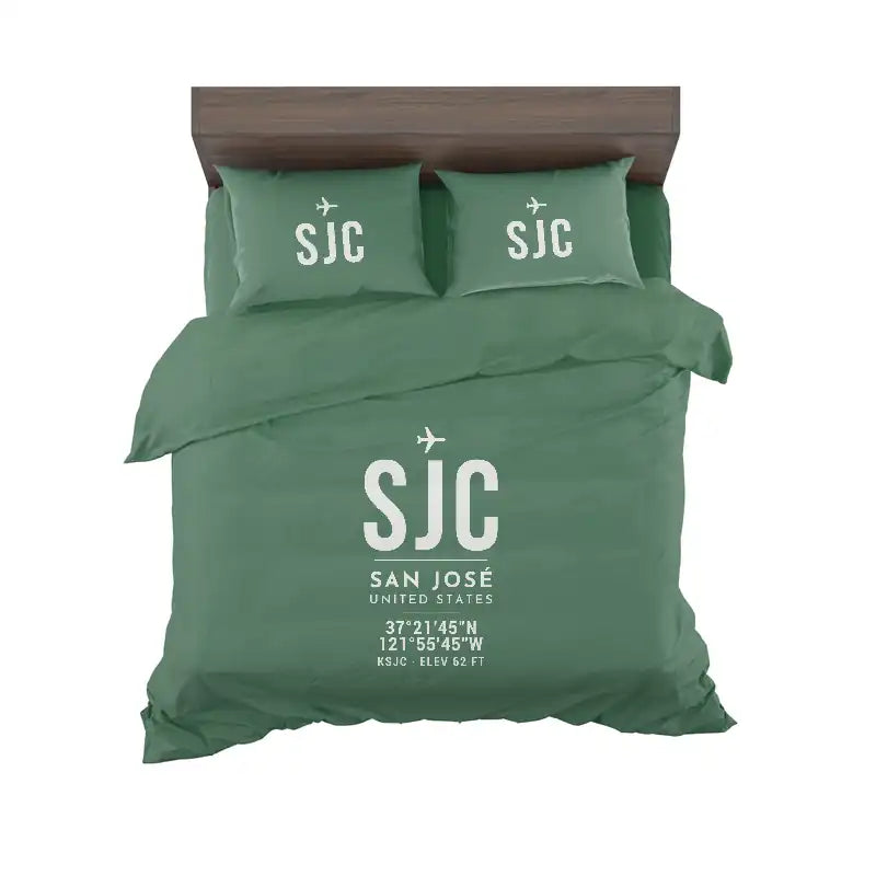 San José Mineta International Airport (SJC) Bedding Sets & Blankets - Bedding Set - ID Tag - Green