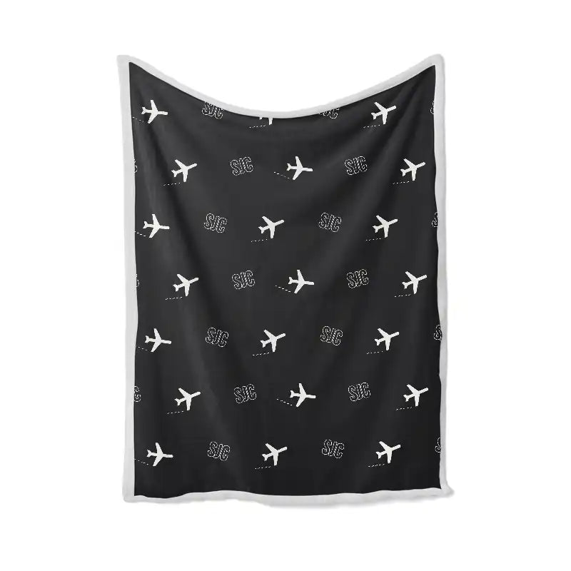 San José Mineta International Airport (SJC) Bedding Sets & Blankets - Blanket - Pattern - Black