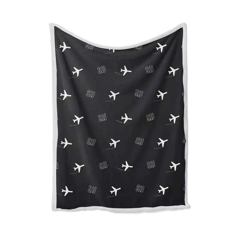 Sarajevo International Airport (SJJ) Bedding Sets & Blankets - Blanket - Pattern - Black