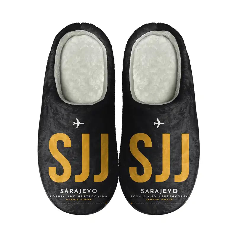 Sarajevo International Airport (SJJ) Slippers & Flip Flops - Slippers - Cotton - Code - Same - Black