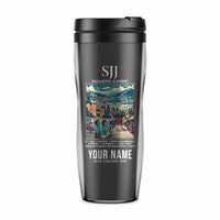 Thumbnail for Sarajevo International Airport (SJJ) Travel Mugs - Poster + Name - Plastic (No Holder) - Gray