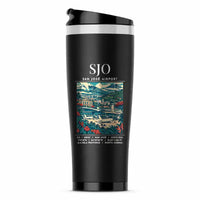 Thumbnail for Juan Santamaría International Airport (SJO) Travel Mugs - Poster - Stainless Steel (No Holder) - Black