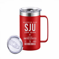 Thumbnail for Luis Muñoz Marín International Airport San Juan (SJU) Stainless Steel Mugs - Boarding Pass - Stainless Steel Mug - 24 oz / 700ML - Red