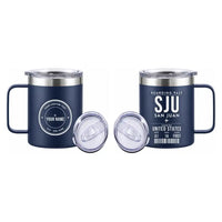 Thumbnail for Luis Muñoz Marín International Airport San Juan (SJU) Stainless Steel Mugs - Boarding Pass + Custom Back - Stainless Steel Mug - 14 oz / 400ML - Navy Blue