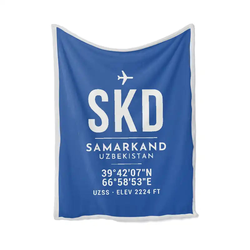 Samarkand International Airport (SKD) Bedding Sets & Blankets - Blanket - ID Tag - Blue
