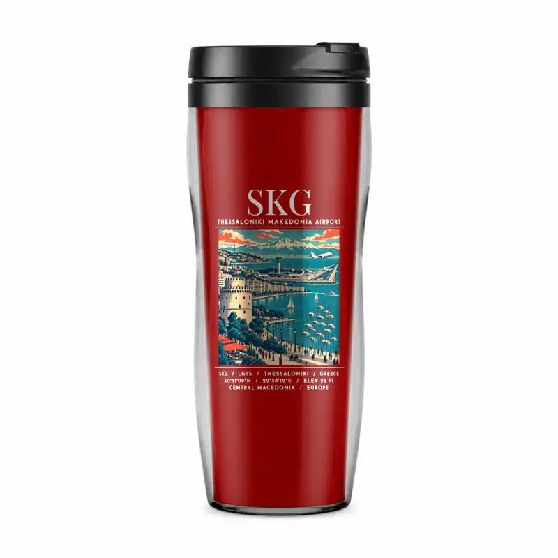 Thessaloniki Airport “Makedonia” (SKG) Travel Mugs - Poster - Plastic (No Holder) - Red