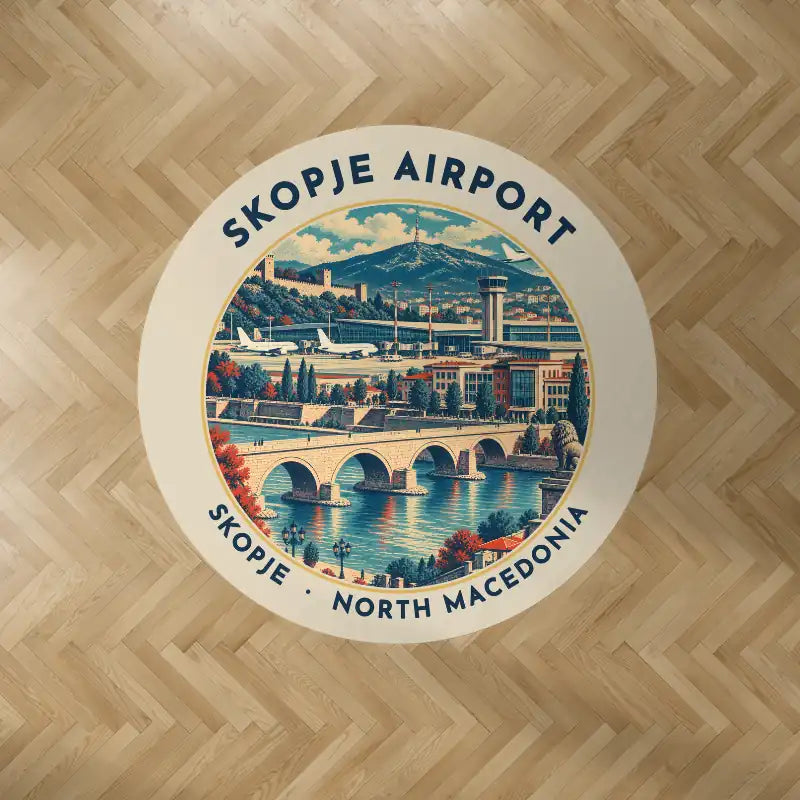 Skopje International Airport (SKP) Carpets - Carpet Round - Badge - Beige