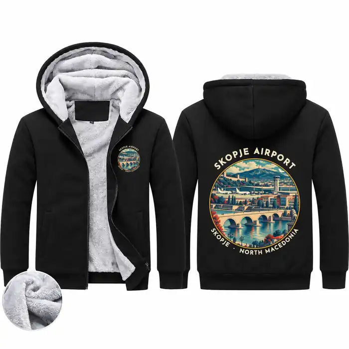 Skopje International Airport (SKP) Zipped Sweatshirts - Badge - Black