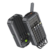 Thumbnail for 20000mAh Solar Power Bank: 4 Built-in Cables, Hand Crank, 6 Outputs/4 Inputs