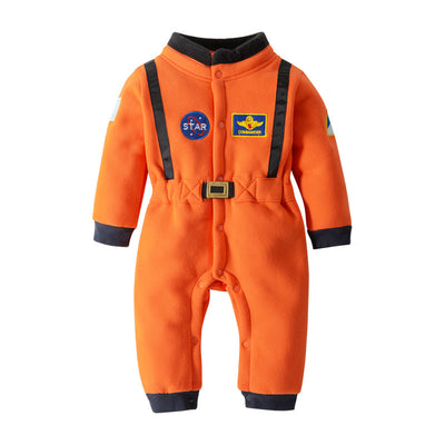 Orange Star Astronaut aviation design on premium costume fabric funny costume.