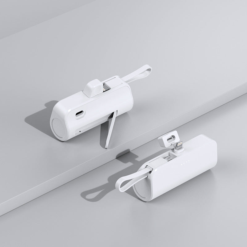 5000mAh Mini Mobile Charger: Built-in Cable/LED Light