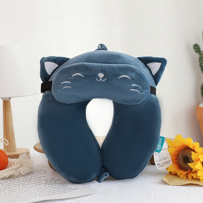 Cartoon U-Shaped Memory Cotton Neck Pillow: Soft Travel Headrest