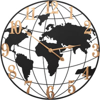 Thumbnail for Large Map Metal Minimalist Round Silent Wall Clock