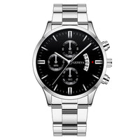 Thumbnail for Men's Business Quartz Watch: Large Dial with 3 Sub-Dials, Calendar Function & Stainless Steel Strap