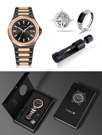Thumbnail for Relogio Masculino Gift Box: Luxury Business Quartz Watch with High-Quality Rose Gold Case (Simple & Versatile)