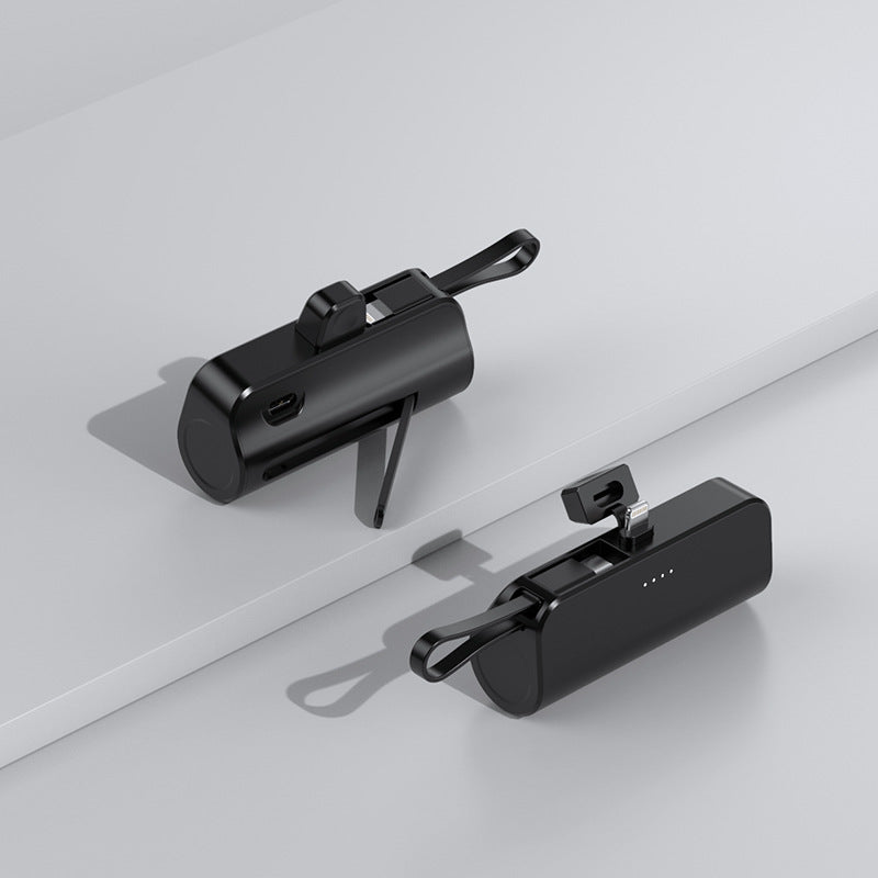 5000mAh Mini Mobile Charger: Built-in Cable/LED Light