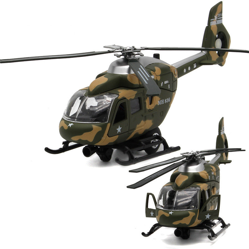 1:64 Scale Military Helicopter Alloy Toy Model (Retroactive Motion, Sound & Light Effects)