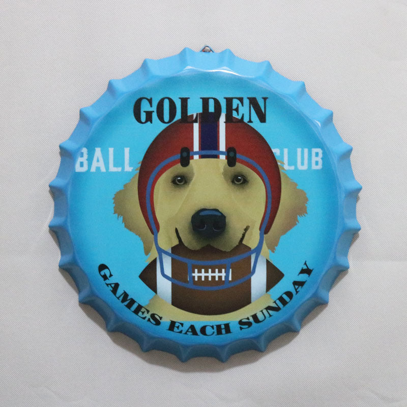 Retro Wrought Iron Beer Cap Iron Painting Wall Decoration