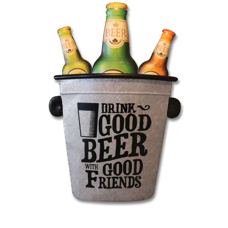 Industrial Iron Barrel Beer Bottle Wall Decor