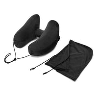 Thumbnail for Inflatable U-Shaped Hooded Travel Neck Pillow: Portable (with Blackout Windproof Cap)
