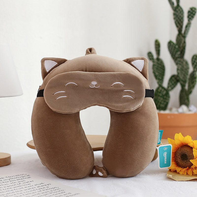 Cartoon U-Shaped Memory Cotton Neck Pillow: Soft Travel Headrest