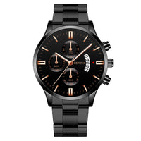 Thumbnail for Men's Business Quartz Watch: Large Dial with 3 Sub-Dials, Calendar Function & Stainless Steel Strap