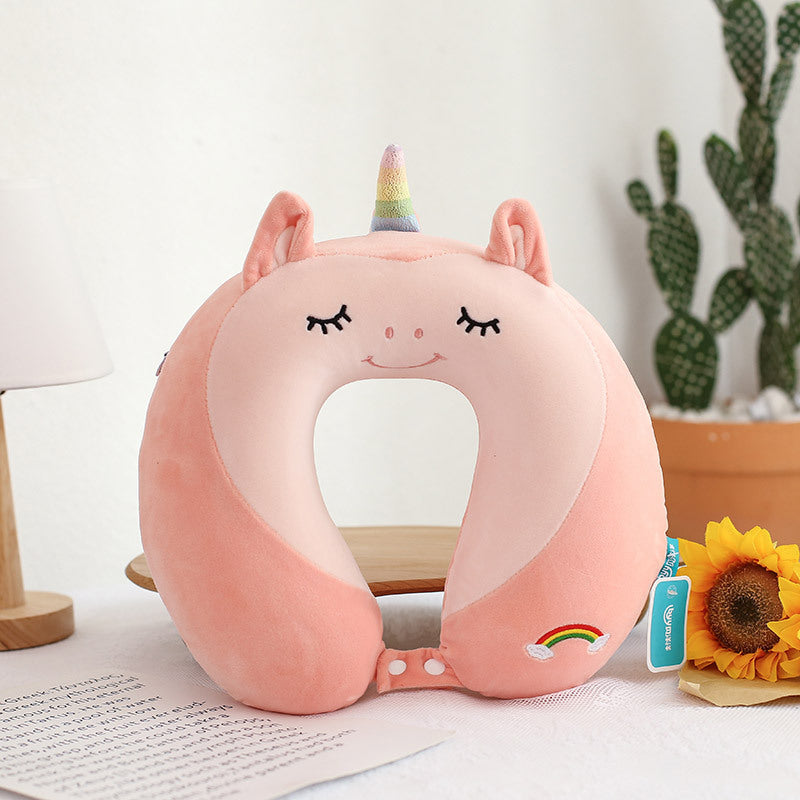 Cartoon U-Shaped Memory Cotton Neck Pillow: Soft Travel Headrest
