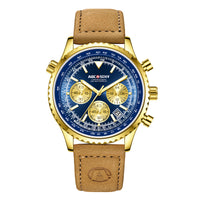 Thumbnail for Luxury Military-Inspired Men's Quartz Watch: Premium Leather Strap, Waterproof Design with Chronograph, Date & Luminous Display