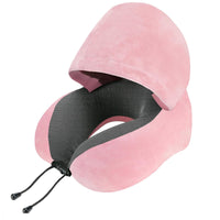 Thumbnail for Memory Foam Hooded U-Shaped Travel Pillow: Portable Neck Support for Multiple Scenes