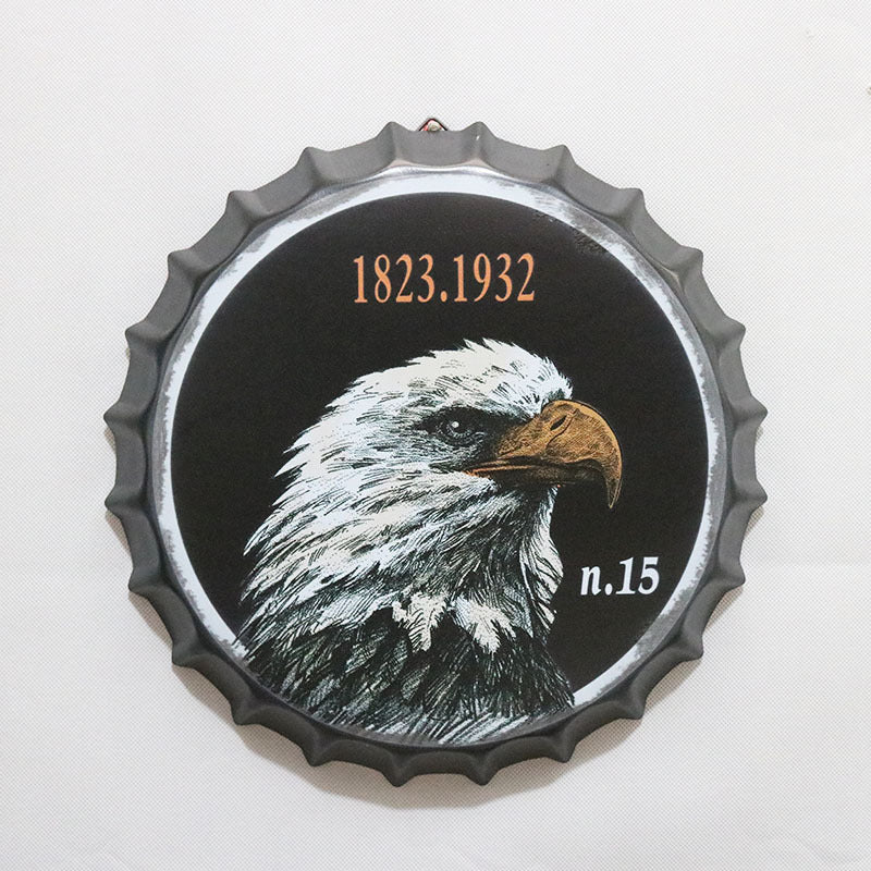 Retro Wrought Iron Beer Cap Iron Painting Wall Decoration