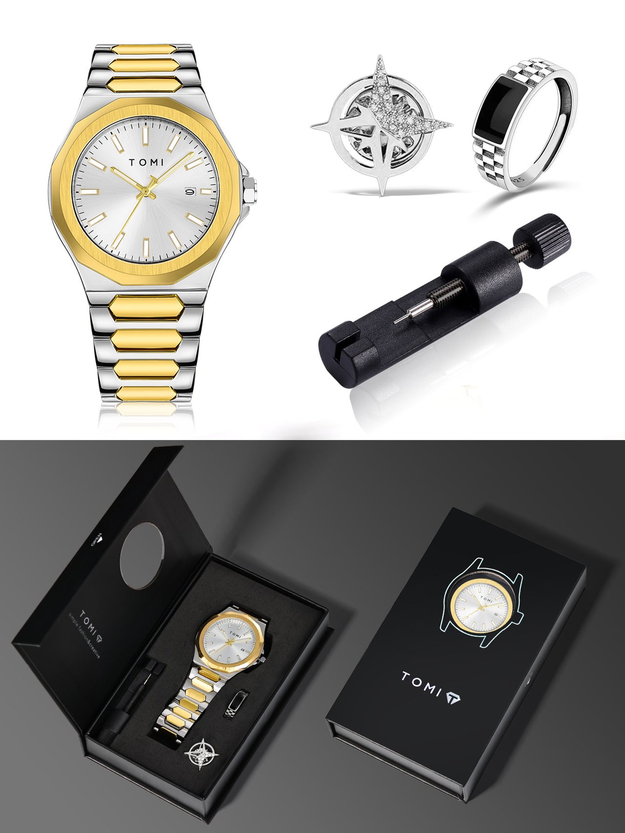 Relogio Masculino Gift Box: Luxury Business Quartz Watch with High-Quality Rose Gold Case (Simple & Versatile)