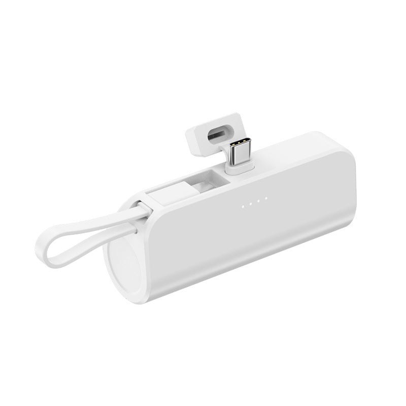 5000mAh Mini Mobile Charger: Built-in Cable/LED Light