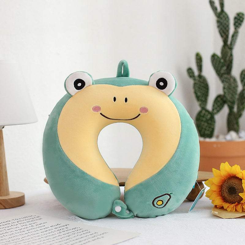 Cartoon U-Shaped Memory Cotton Neck Pillow: Soft Travel Headrest