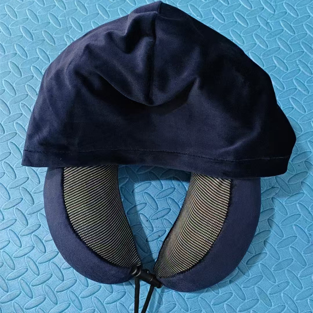 Memory Foam Hooded U-Shaped Travel Pillow: Portable Neck Support for Multiple Scenes