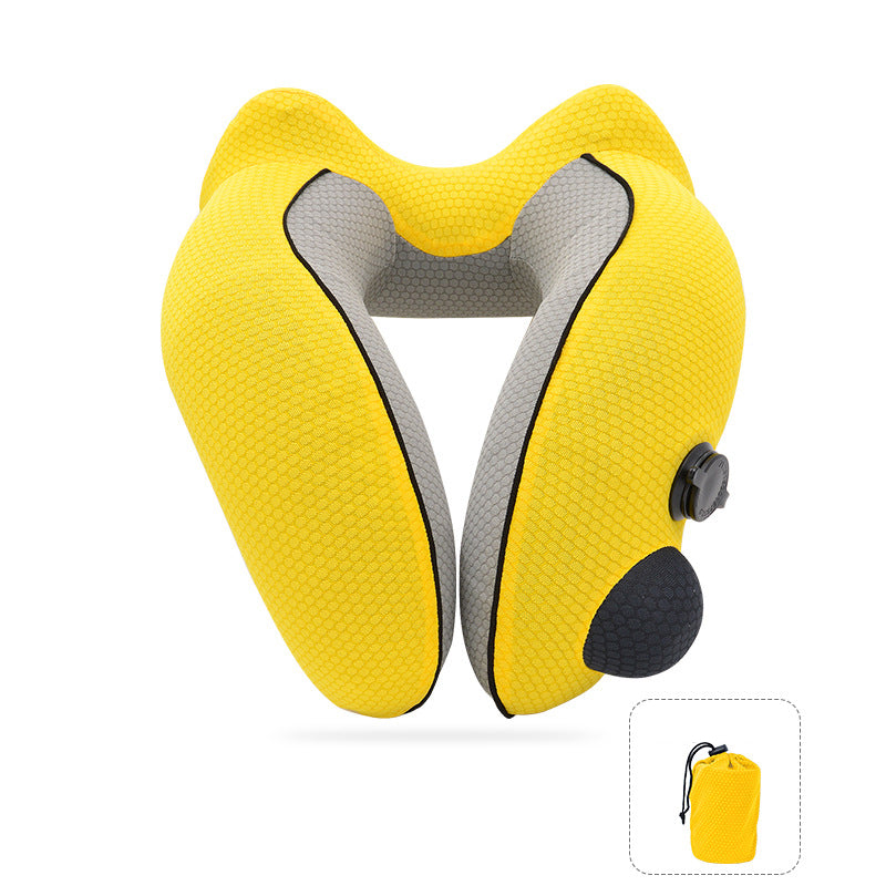 New Flannelette Inflatable U-Shaped Travel Neck Pillow: For Car, Aircraft