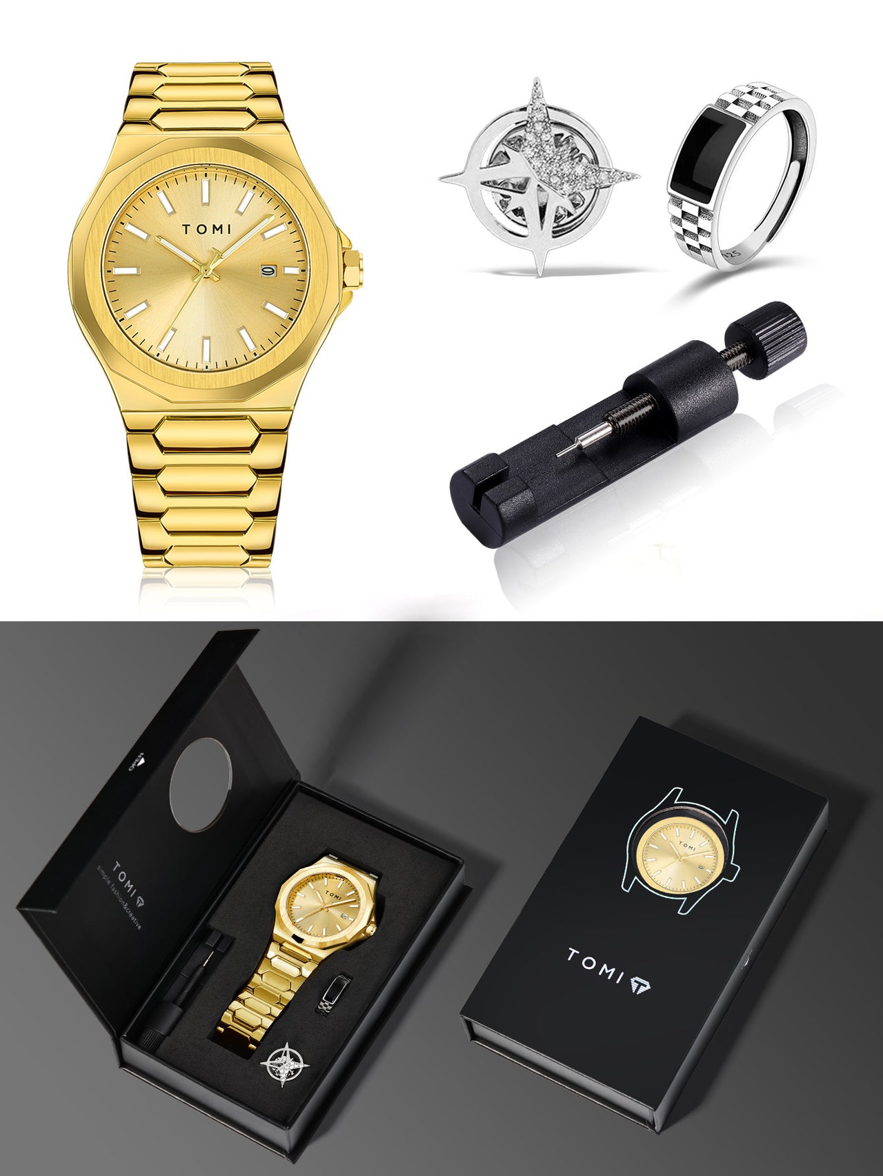 Relogio Masculino Gift Box: Luxury Business Quartz Watch with High-Quality Rose Gold Case (Simple & Versatile)