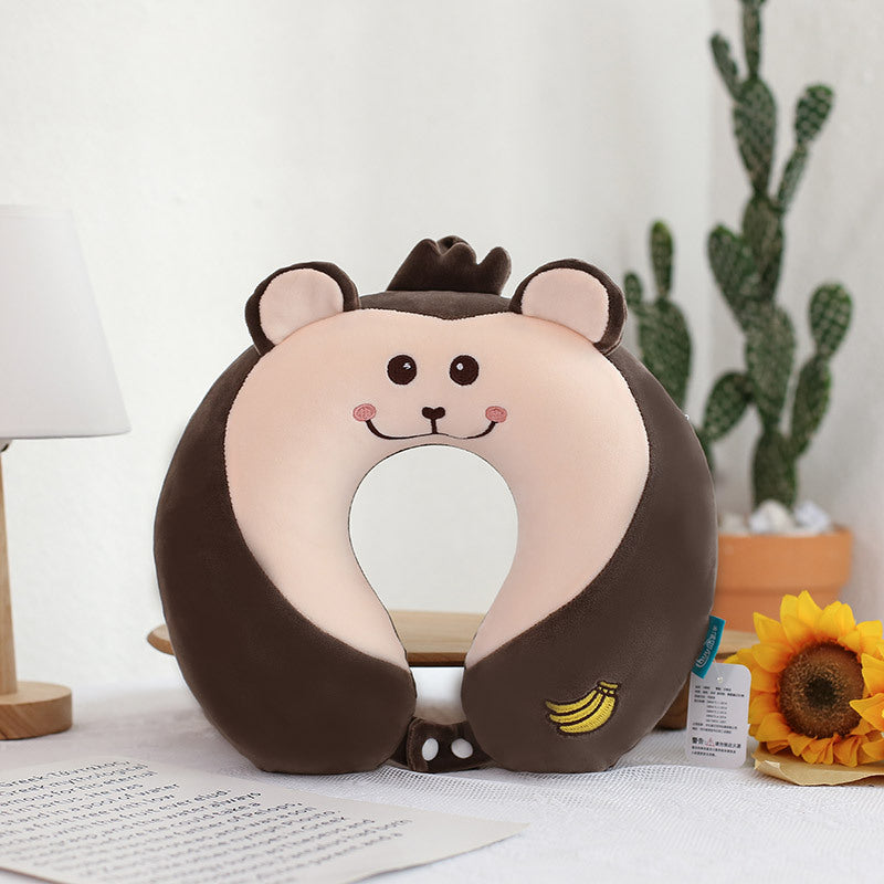 Cartoon U-Shaped Memory Cotton Neck Pillow: Soft Travel Headrest