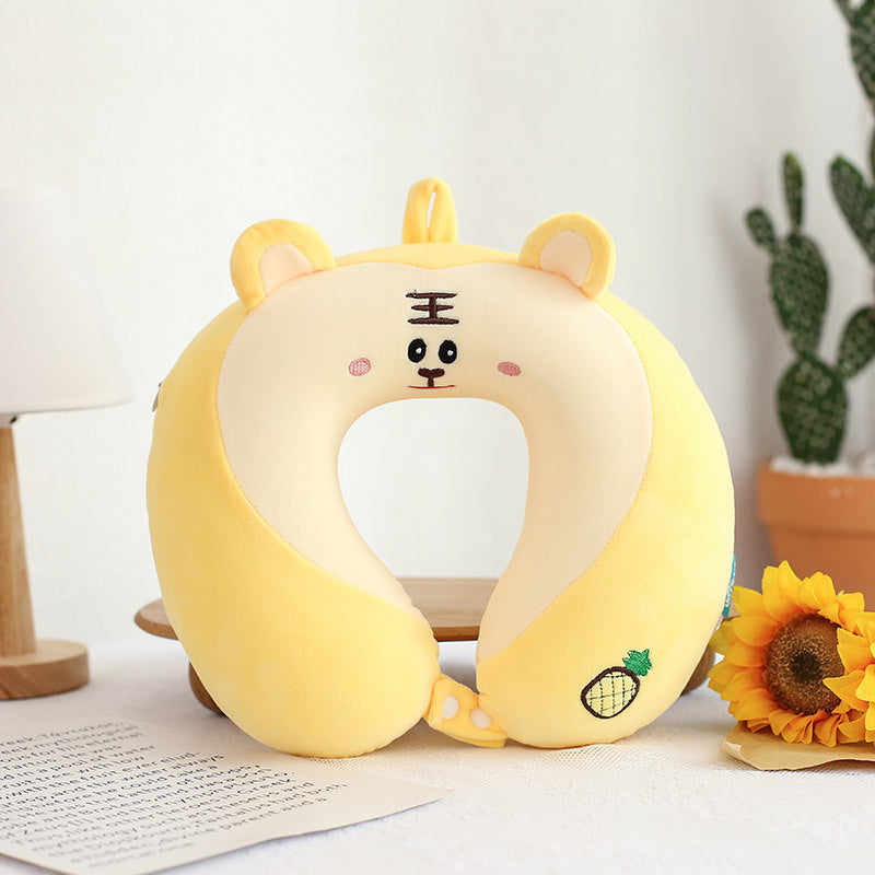 Cartoon U-Shaped Memory Cotton Neck Pillow: Soft Travel Headrest