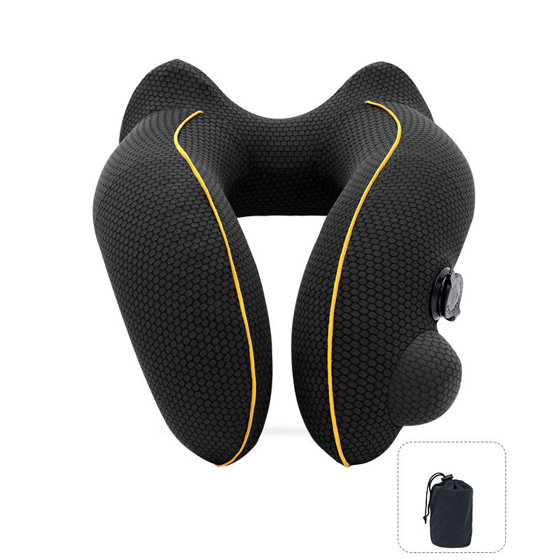 New Flannelette Inflatable U-Shaped Travel Neck Pillow: For Car, Aircraft
