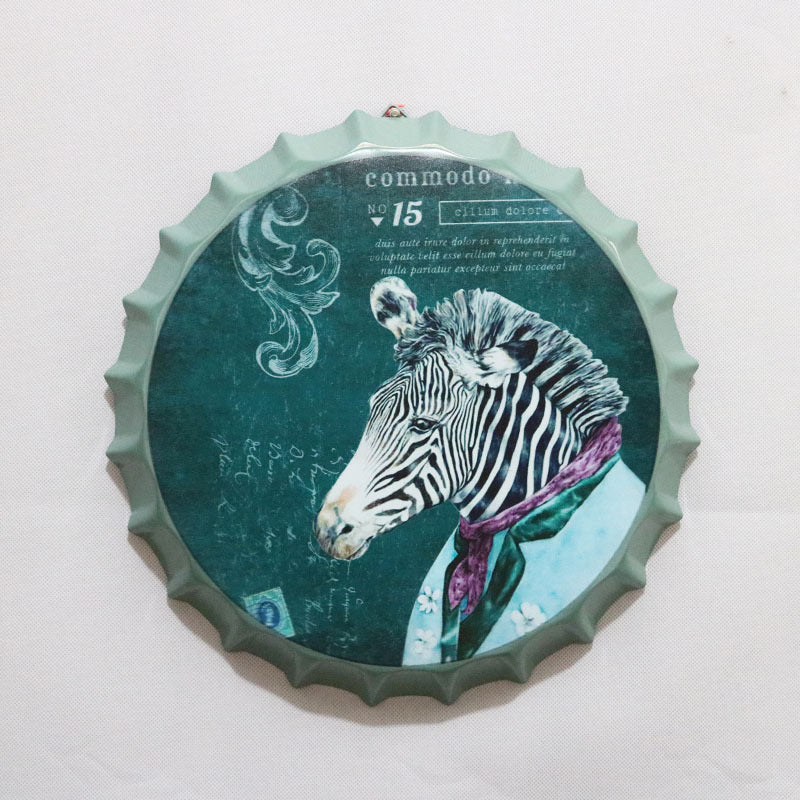 Retro Wrought Iron Beer Cap Iron Painting Wall Decoration