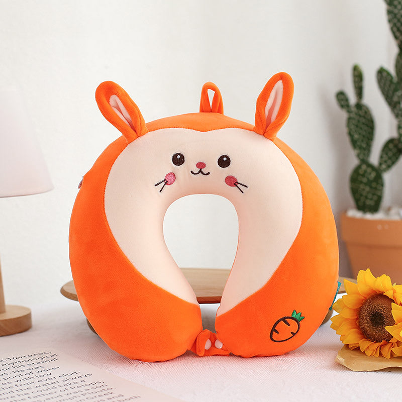 Cartoon U-Shaped Memory Cotton Neck Pillow: Soft Travel Headrest