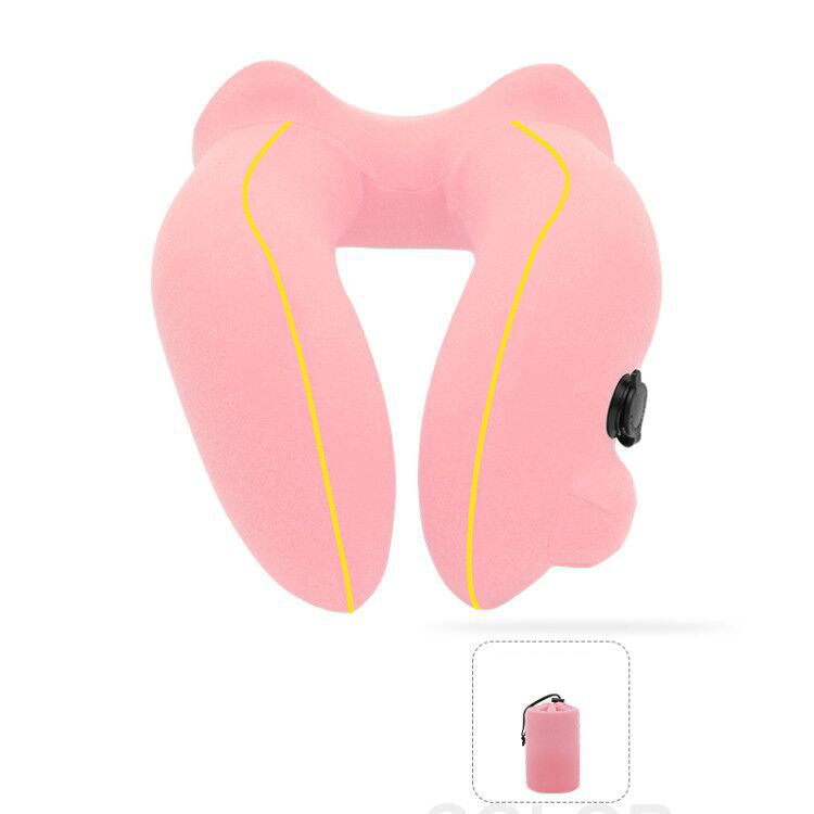 New Flannelette Inflatable U-Shaped Travel Neck Pillow: For Car, Aircraft