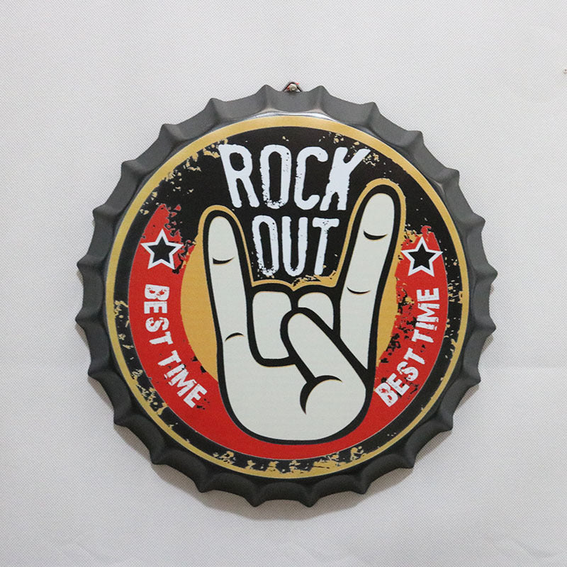 Retro Wrought Iron Beer Cap Iron Painting Wall Decoration