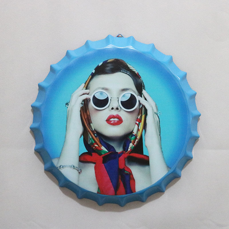 Retro Wrought Iron Beer Cap Iron Painting Wall Decoration